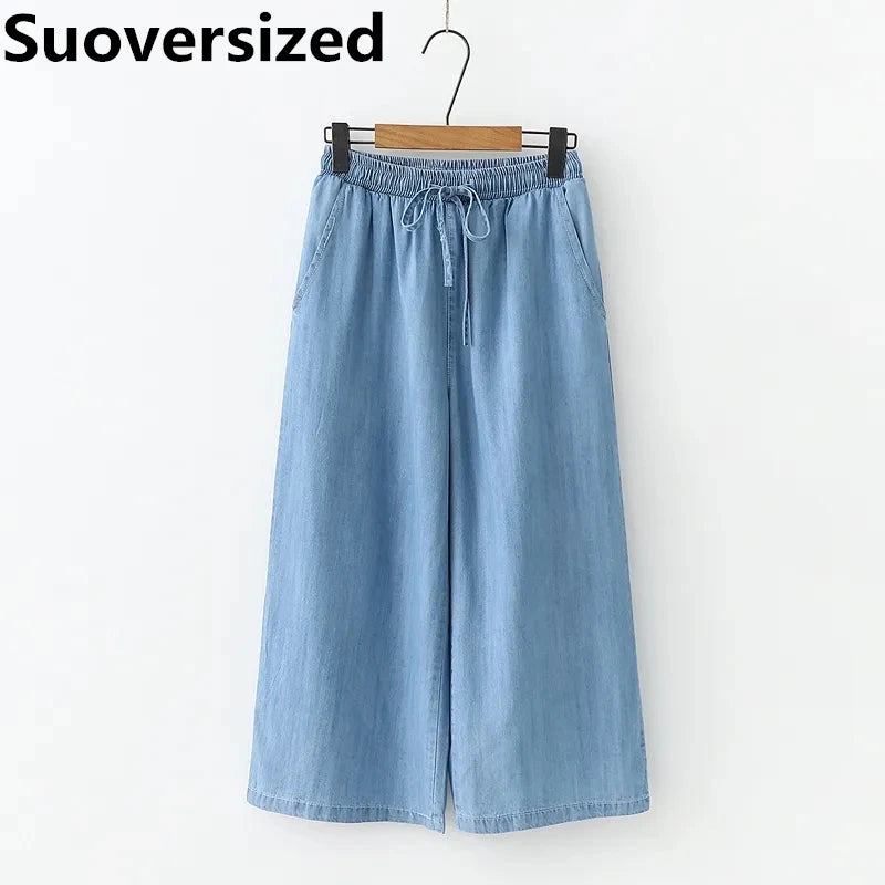 Oversized Capri Wide Leg Jeans Summer Baggy