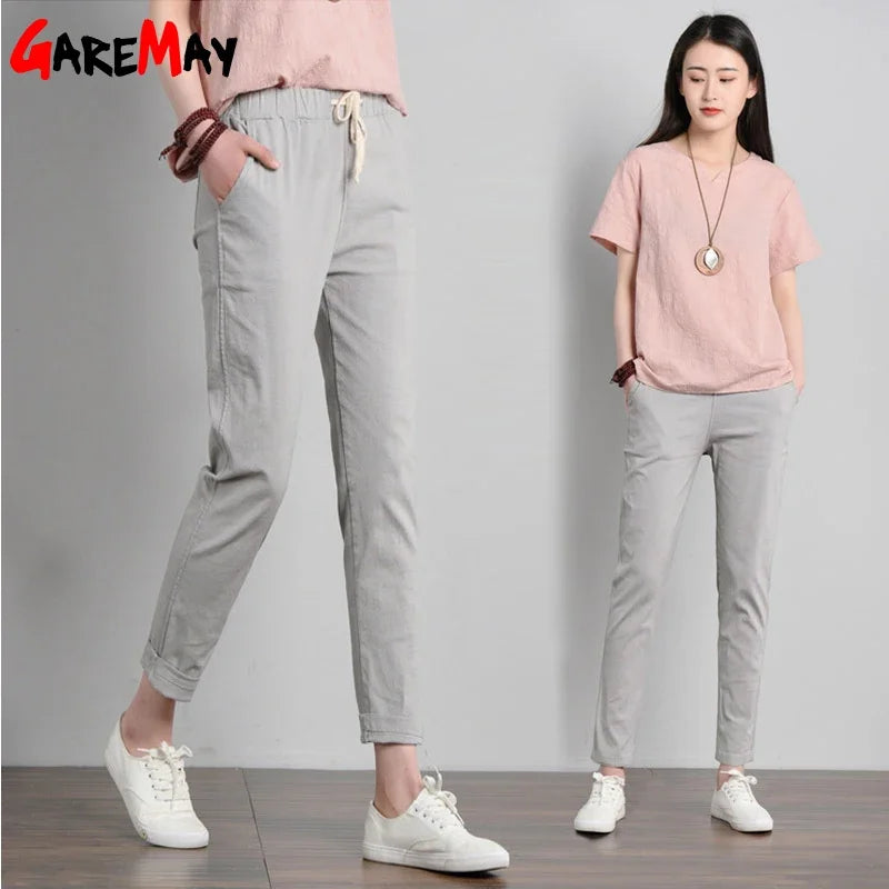 Fashion Cotton Linen Pants For Women Loose Casual Color