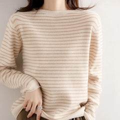 Sweater Casual O-neck Stripe Pullovers Long Sleeve Fashion Knitwear Jumper