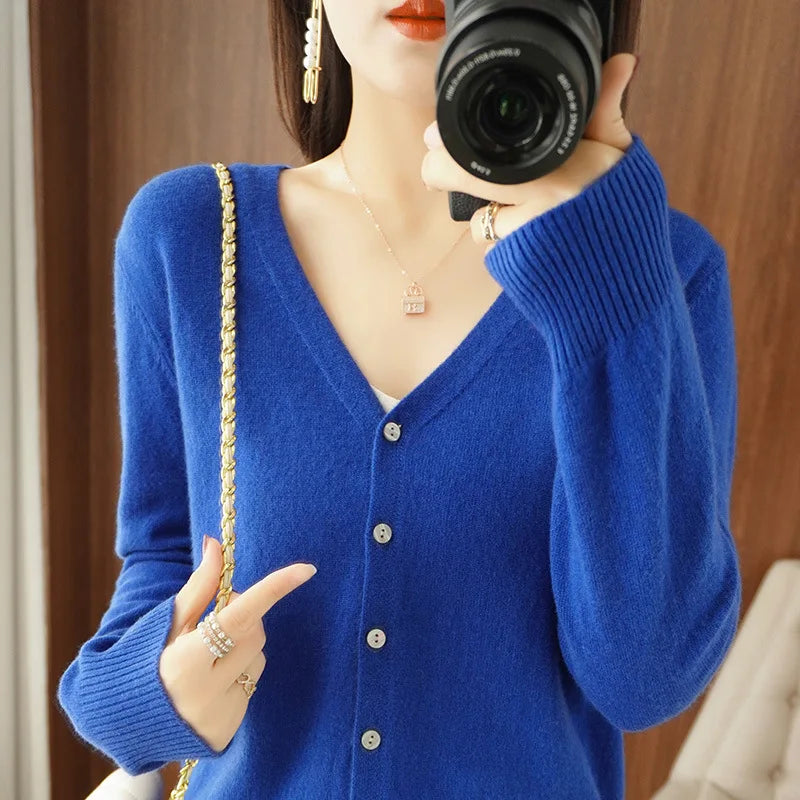 Cardigans Single Breasted V-neck Knitted Sweater Fashion