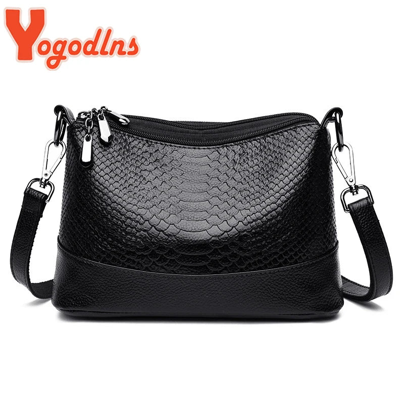 Vintage Crocodile Pattern Crossbody PU Leather Shoulder Bag