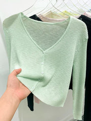 Cardigan Women Thin Summer Casual Solid Style Candy Color Basic