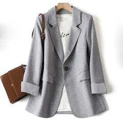 Ladies Long Sleeve Casual Blazer Fashion Business Plaid Suits