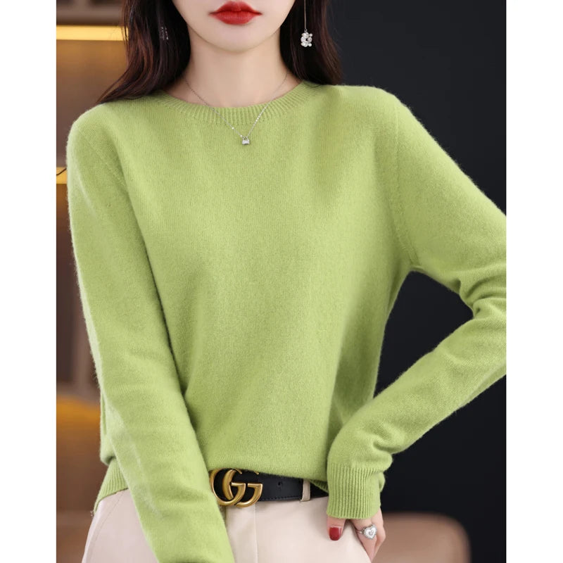 Basic Top Long Sleeve Women O-Neck Knitted Sweater