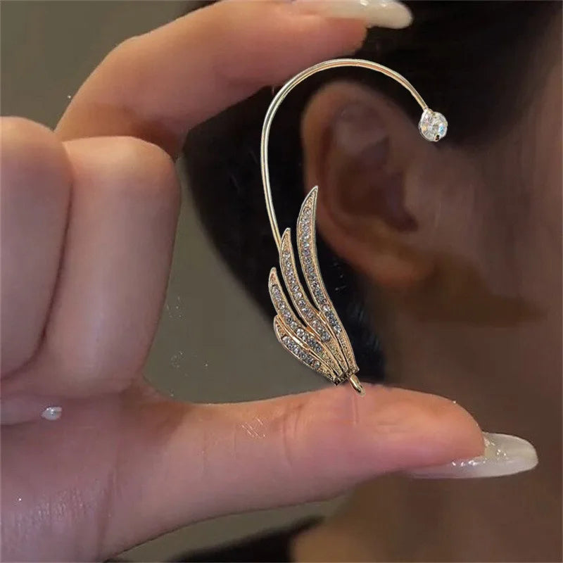 Fashion Zircon Butterfly Ear Clips Sparkling Rhinestone Ear Cuff Clips Earrings