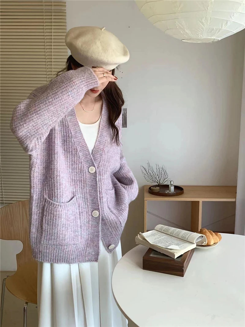 Fashion Chic Vintage Oversized Sweaters Knitted Cardigans