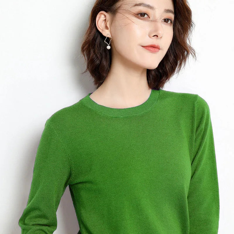 Women Sweater O-neck Basic Pullover Casual Pulls Jumpers