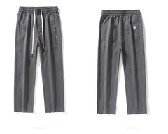 Men's Pants Drawstring Elastic Waist Fashion Loose Straight Casual Trouser