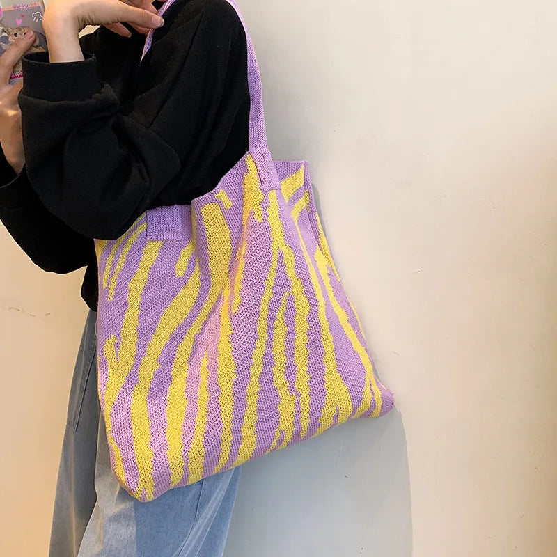 Knitting Soft Fabric Shoulder Bag Pattern Tote Hobos