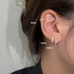 2PCS Stainless Steel Minimal Wave Hoop Earrings