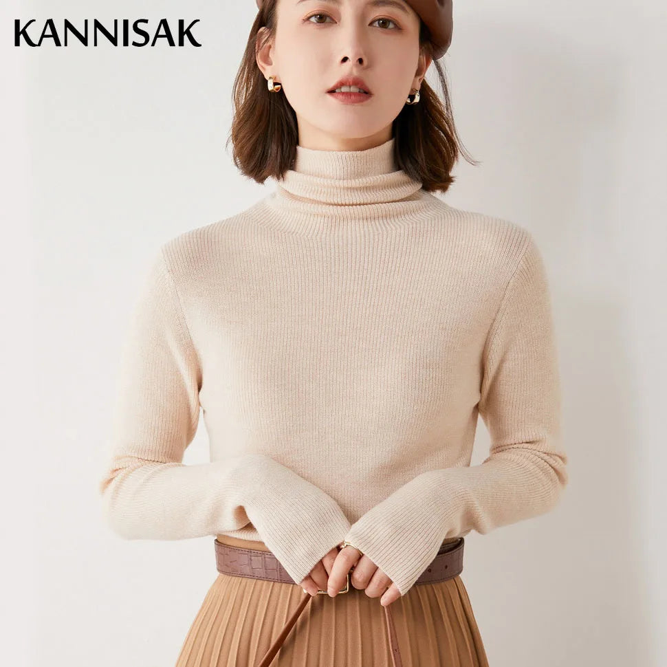 Fashion Turtleneck Sweater Clothes Pullover Shirt Office