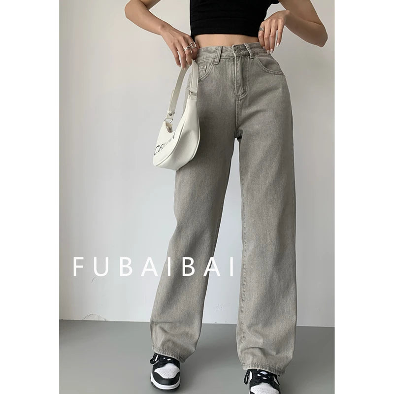 Jeans High Waist Vintage Straight Baggy Denim Pants Streetwear