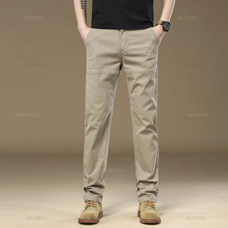 Clothing Men's Cargo Work PantsThick Solid Color Wear