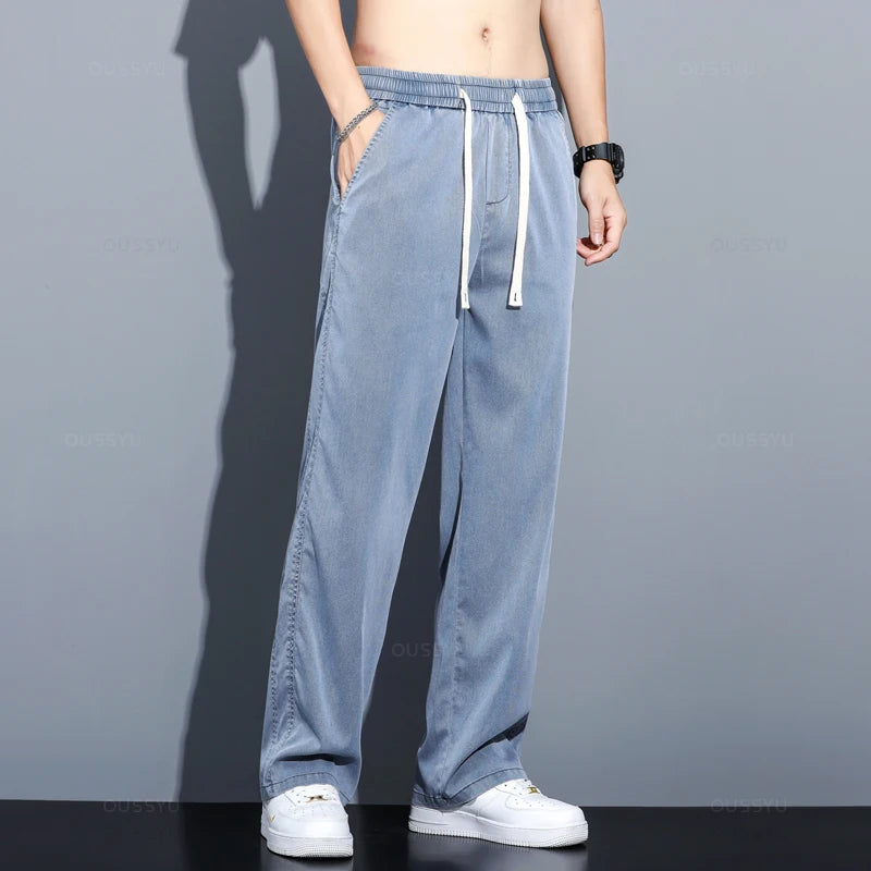 Brand Clothing Summer Lyocell Fabric Jeans Casual Denim Pants Trousers