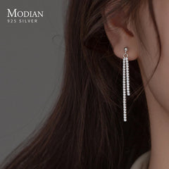 Silver Long Tassel Dangle Earrings For Women Jewelry Accessories