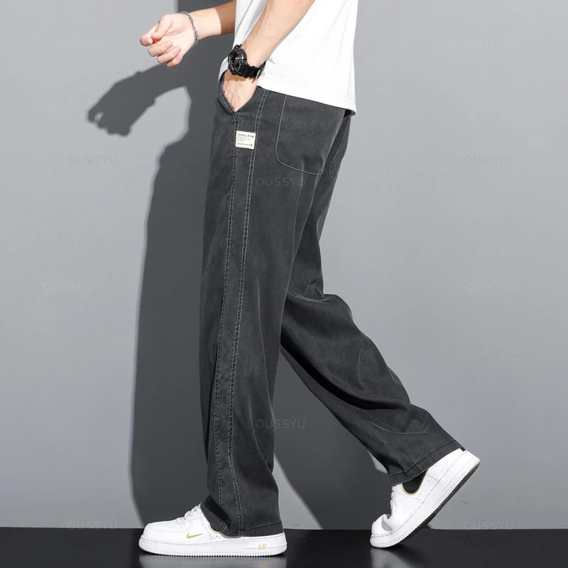 Brand Clothing Summer Lyocell Fabric Jeans Casual Denim Pants Trousers