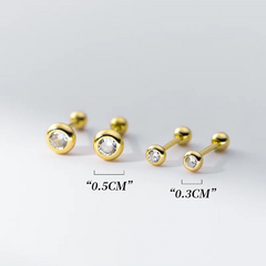 Simple Round Luxury Zircon Screw Beads Small Stud Earrings