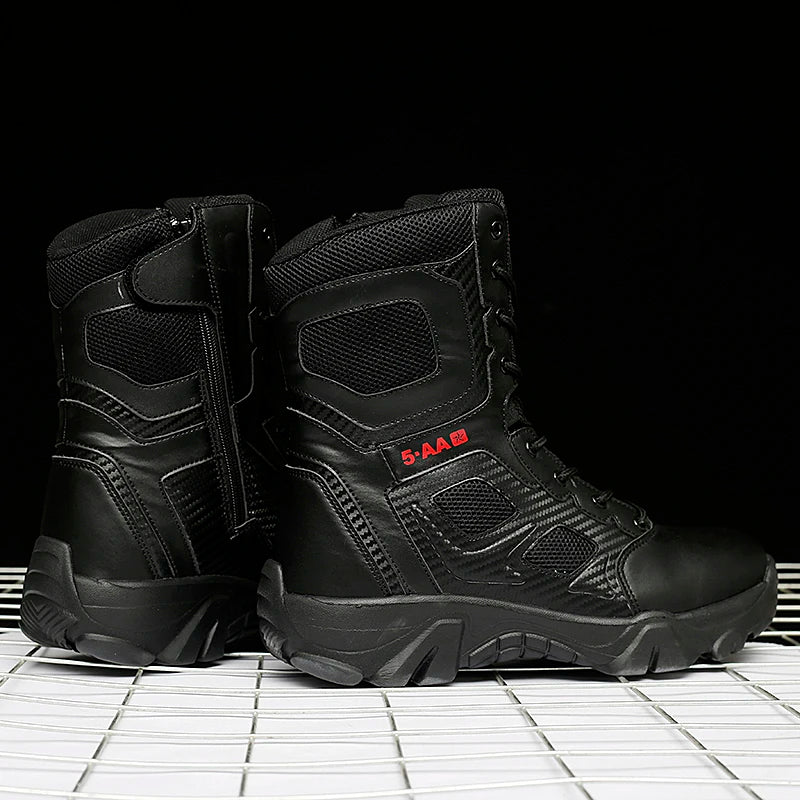 Men Lace-up Boots Motorcycle Ankle Black