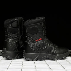 Men Lace-up Boots Motorcycle Ankle Black