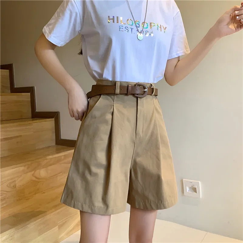 Fashion High Waist Casual Summer Wide-leg Shorts