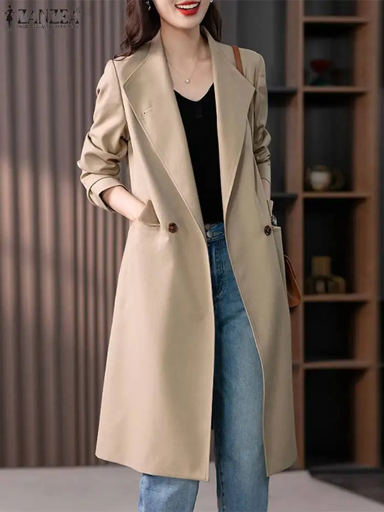 Fashion Work OL Blazer Woman Long Sleeve Lapel Neck Jackets