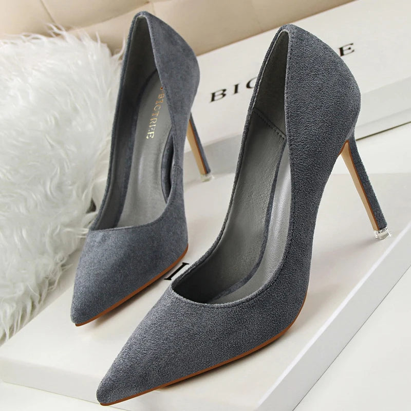 Pumps Suede High Heels Shoes Fashion Office Shoes Stiletto