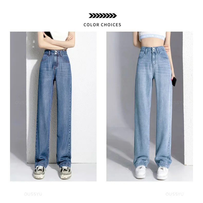 Wide-Leg Jeans High Waist Design High Street Trousers