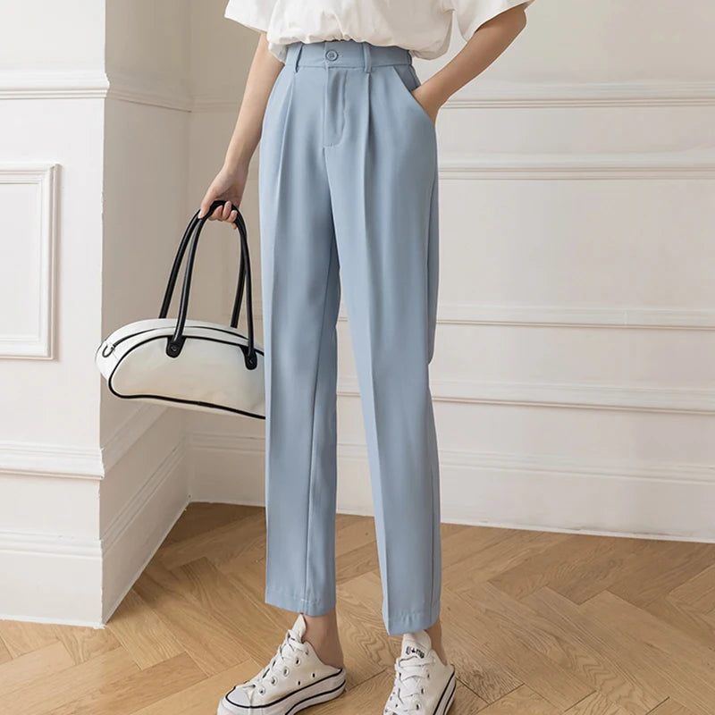 Suit Harem Pants Women Fashion Elastic High Waist Casual Trousers