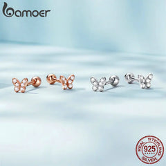 Silver Star Earrings for Women Tiny Butterfly Stud Earrings