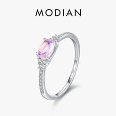 Elegant Oval Pink Moonstone Finger Ring