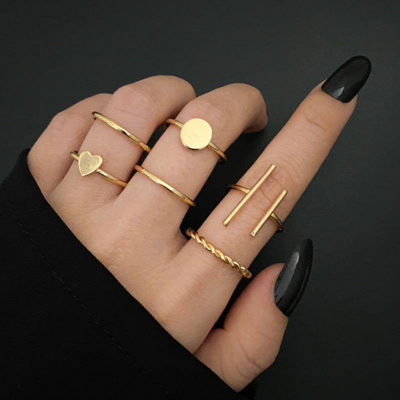 Fashion Jewelry Rings Set Round Opening