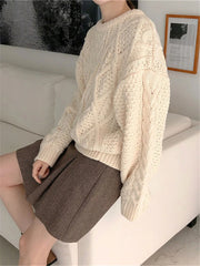 Sweater One Size Knitted Oversized Warm Pullovers Short Tops