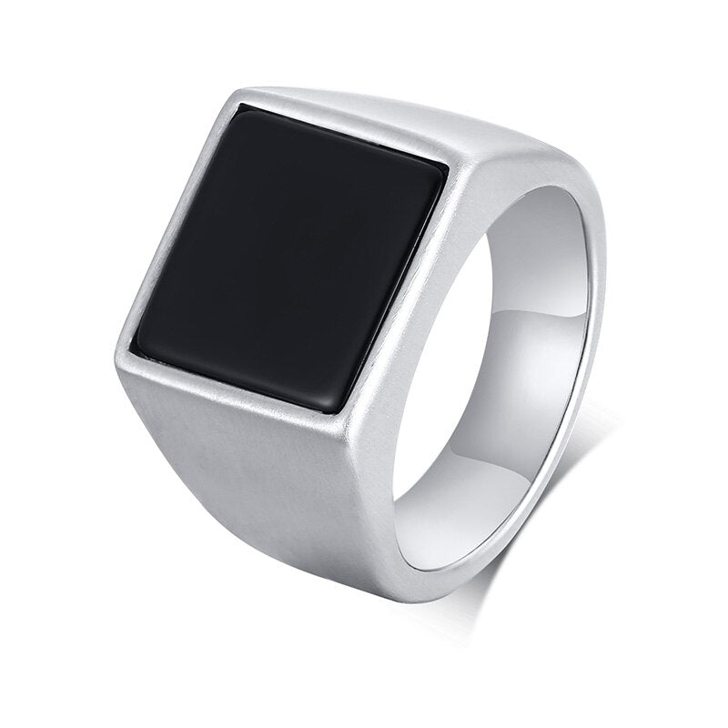 Ring for Men Stainless Steel Square Signet Ring