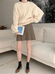 Sweater One Size Knitted Oversized Warm Pullovers Short Tops