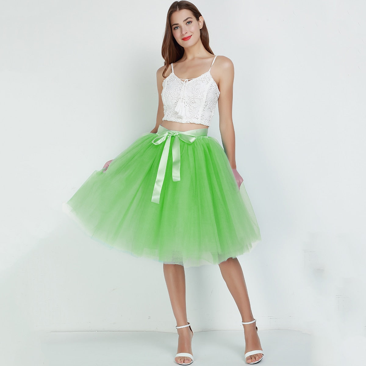 6Layers 65cm Fashion Tulle Skirt Pleated Tutu Skirts