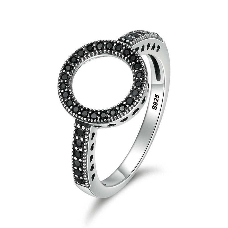 Forever Clear Black CZ Circle Round Finger Rings