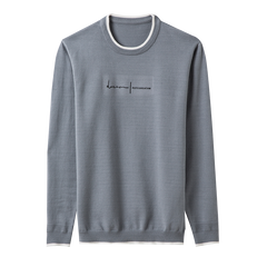 Designer Knit Pullover Sweater Men Crew Letter Printed Slim Fit Jumper