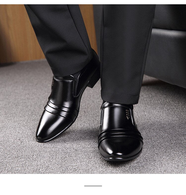 Shoes Men Business Dress Loafers Pointy Black Shoes Oxford Breathable Shoes