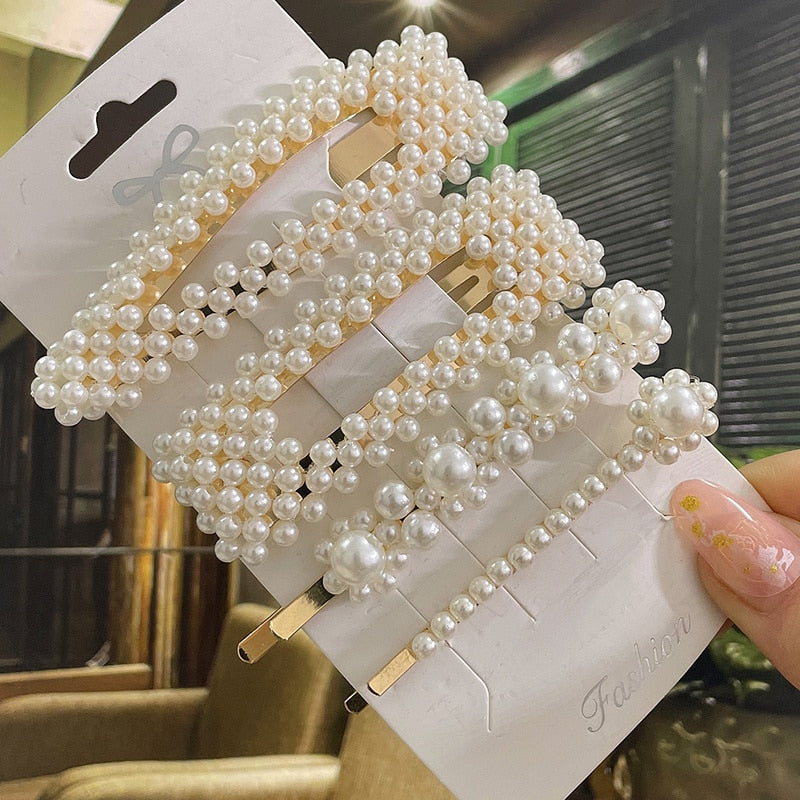 Simulated Pearl Hair Clips For Women