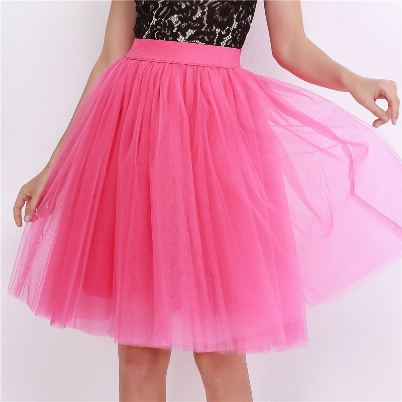 5 Layers Fashion Tulle Skirt Pleated TUTU Skirts Midi Skirt