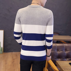 men sweater Slim youth striped sweater