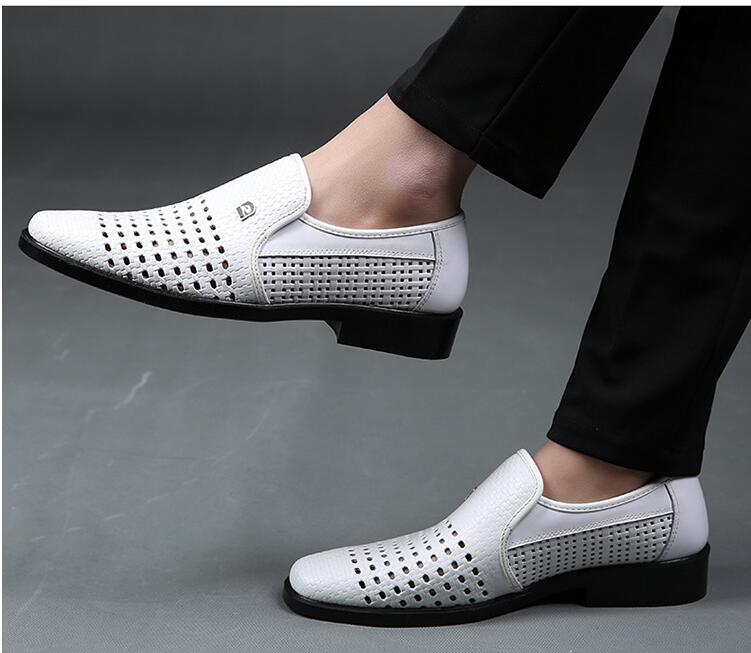 Men Loafers Shoes Hollow Breathable Casual Shoes Slip on Formal Dress Shoes