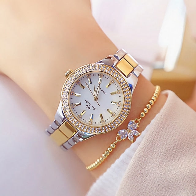 Ladies Wrist Watches Dress Gold Watch Crystal Diamond Watches Stainless Steel