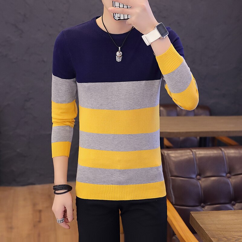 men sweater Slim youth striped sweater