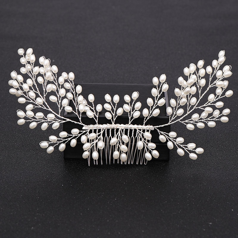 Silver Color Pearl Crystal Wedding Hair Combs Hair Accessories