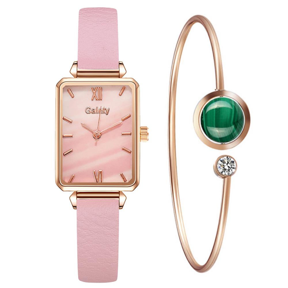 Women Watches Fashion Square Ladies Quartz Watch Bracelet Set