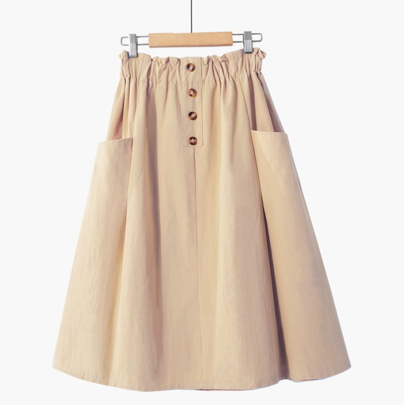 Style Casual Solid High Waist  A-Line Midi Skirts