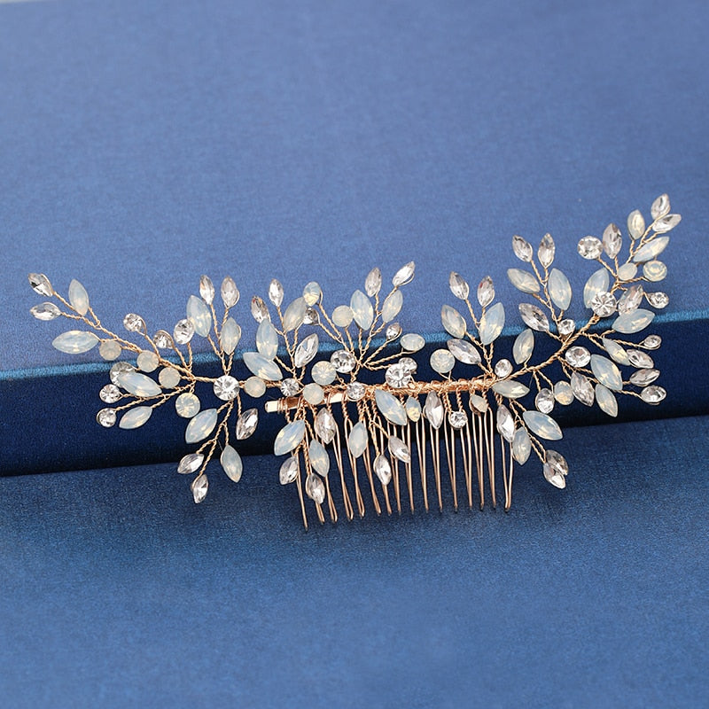 Silver Color Pearl Crystal Wedding Hair Combs Hair Accessories