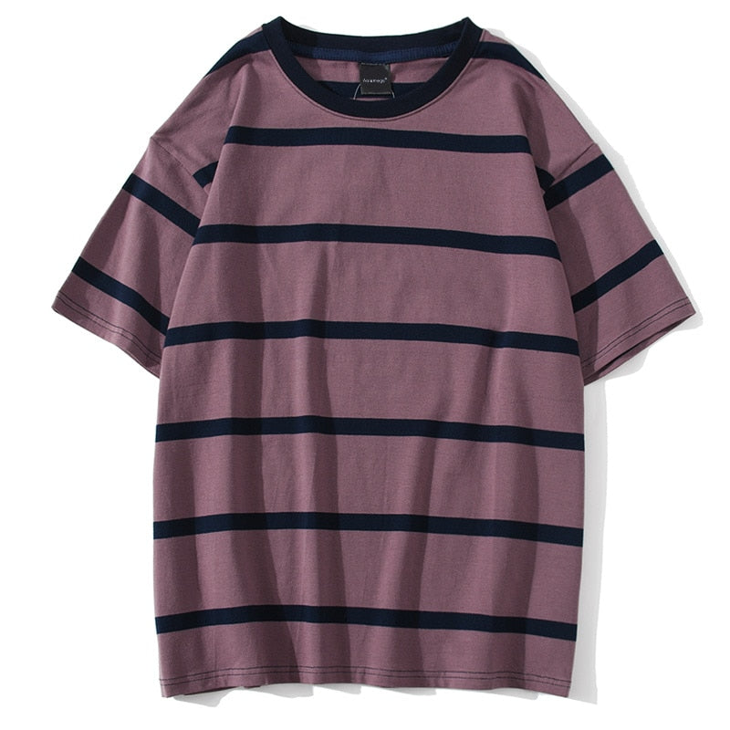 Men T Shirt Color Block Print Tee Shirts Simple Tops