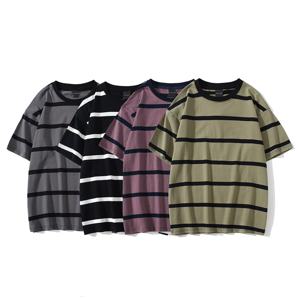 Men T Shirt Color Block Print Tee Shirts Simple Tops